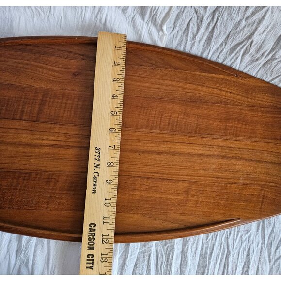 Vintage Staved Teak Surfboard Wood Danmark Tray Jens Quistgaard Made in Denmark, - Picture 6 of 10